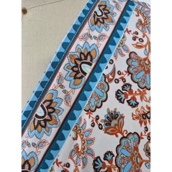 Kimono Style lightweight Floral Border Print BoHo coat full length Cotton O/S - Picture 5 of 7